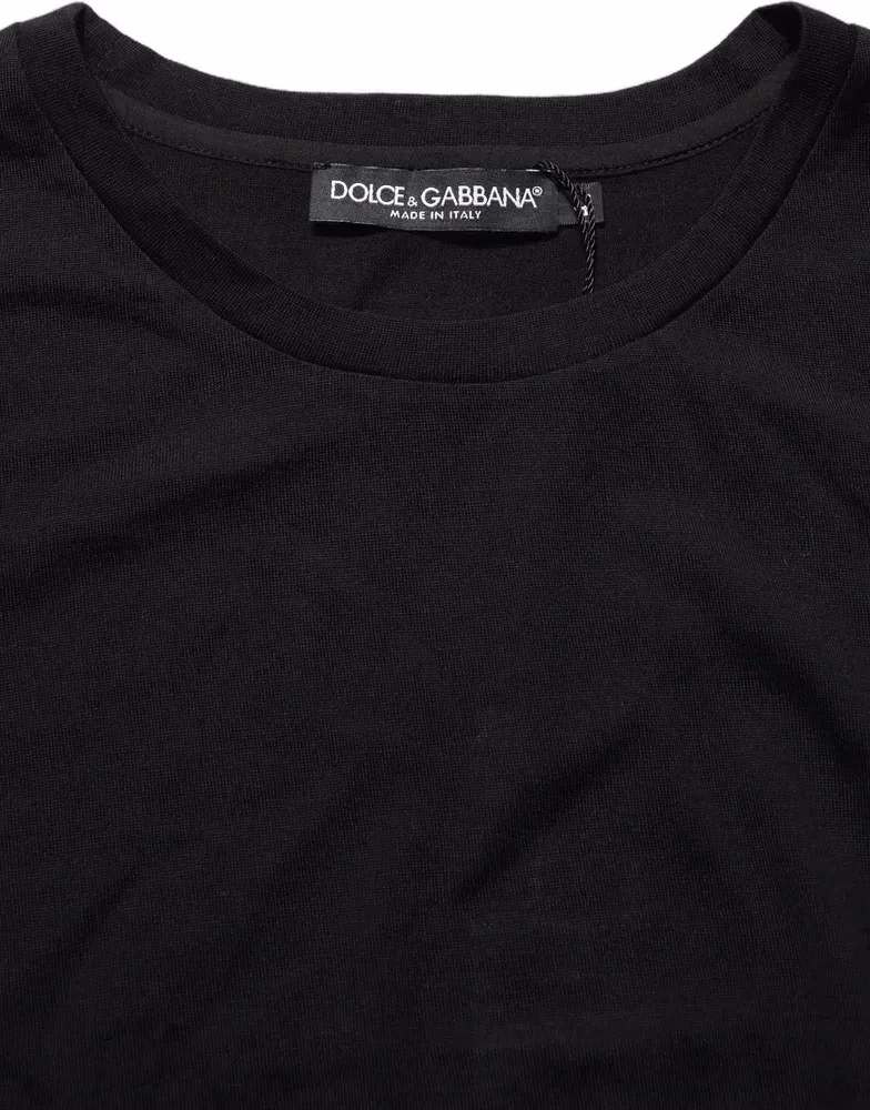 Dolce & Gabbana Black Wool Crew Neck Short Sleeves Men T-shirt