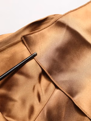 Brown Satin Acetate Wrap Sheath Mini Belted Dress