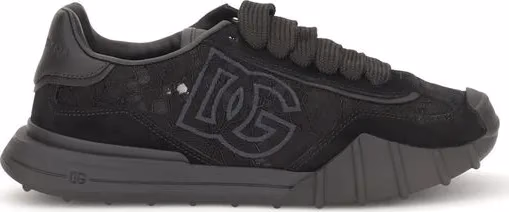Dolce & Gabbana Black Calf Leather Bos Taurus Chunky Sneakers
