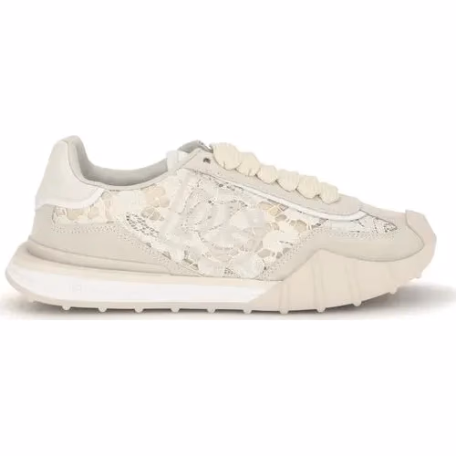 Dolce & Gabbana Beige Calf Leather Bos Taurus Sneakers