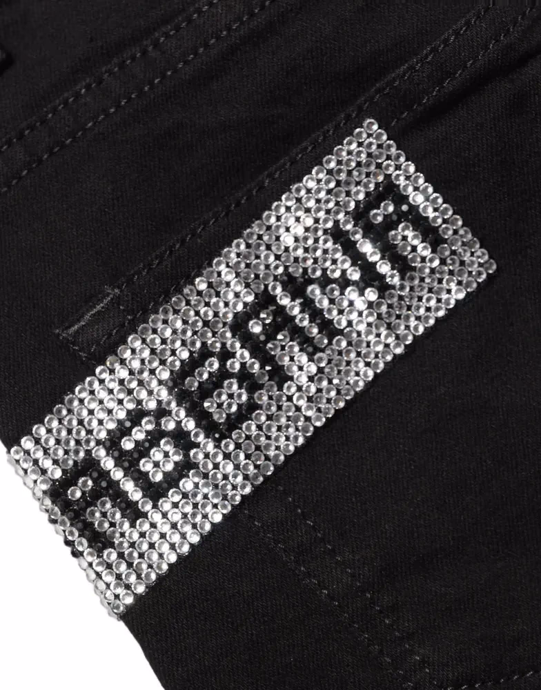 Dolce & Gabbana Black Grace Rhinestone HighWaist Denim Jeans