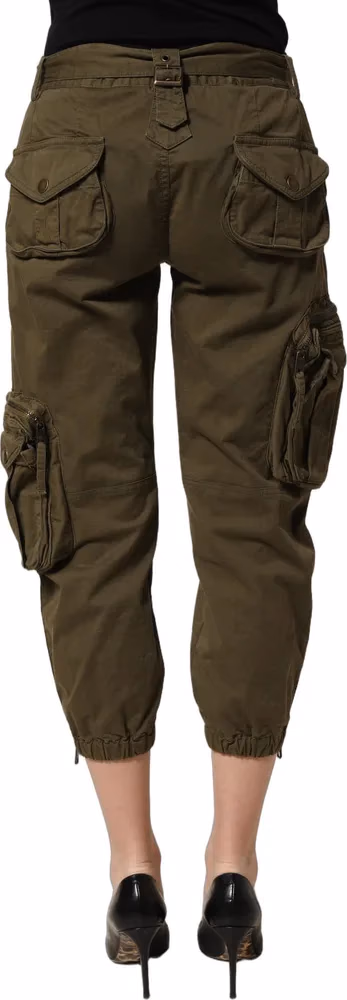 Dolce & Gabbana Olive Green High Waist Cargo Trouser Pants