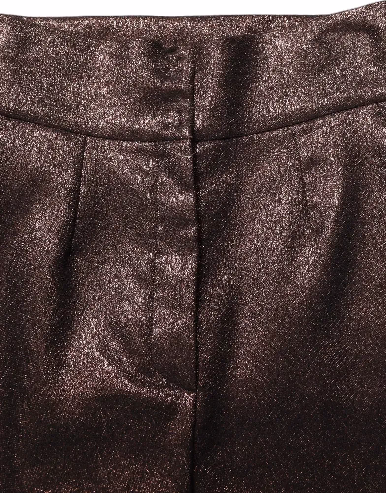 Dolce & Gabbana Metallic Brown High Waist Tapered Leg Pants