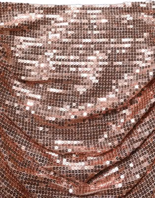 Rose Gold Sequin High Waist Ruched Maxi Skirt