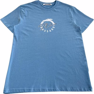 Light Blue Cotton Men T-Shirt