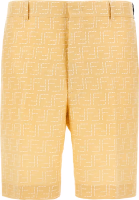 Bicolor Linen Bermuda Shorts