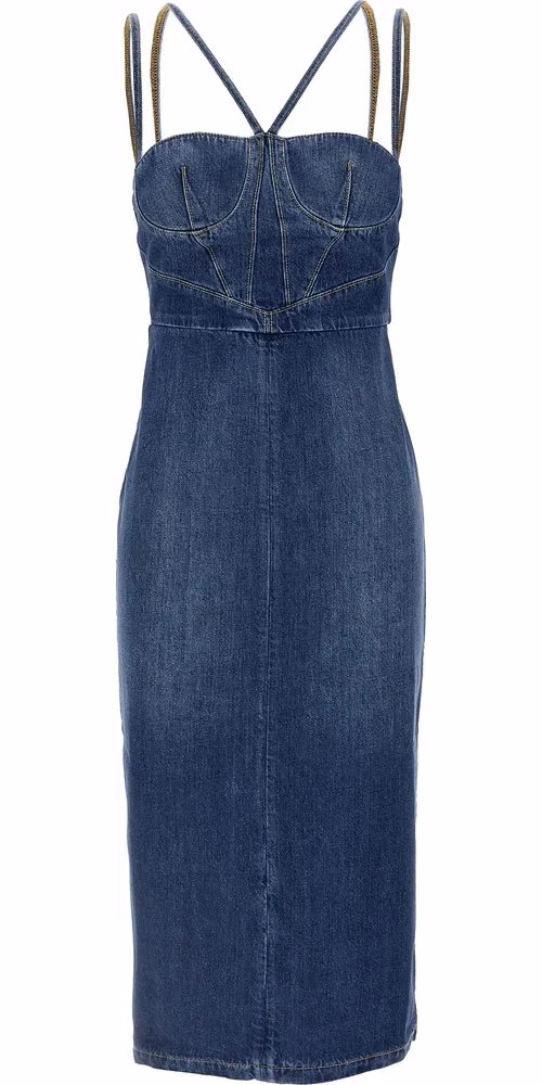 Nensi Dojaka Blue Cotton Midi Dress