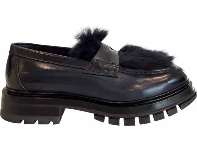 Santoni Blue Leather Men Loafer