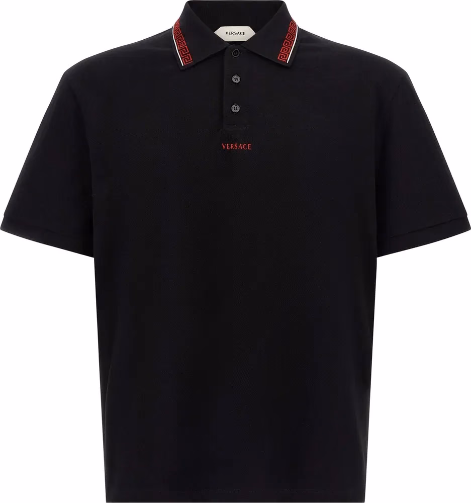Versace Black Cotton Polo Shirt