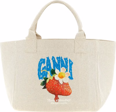 Beige Recycled Cotton Tote Bag