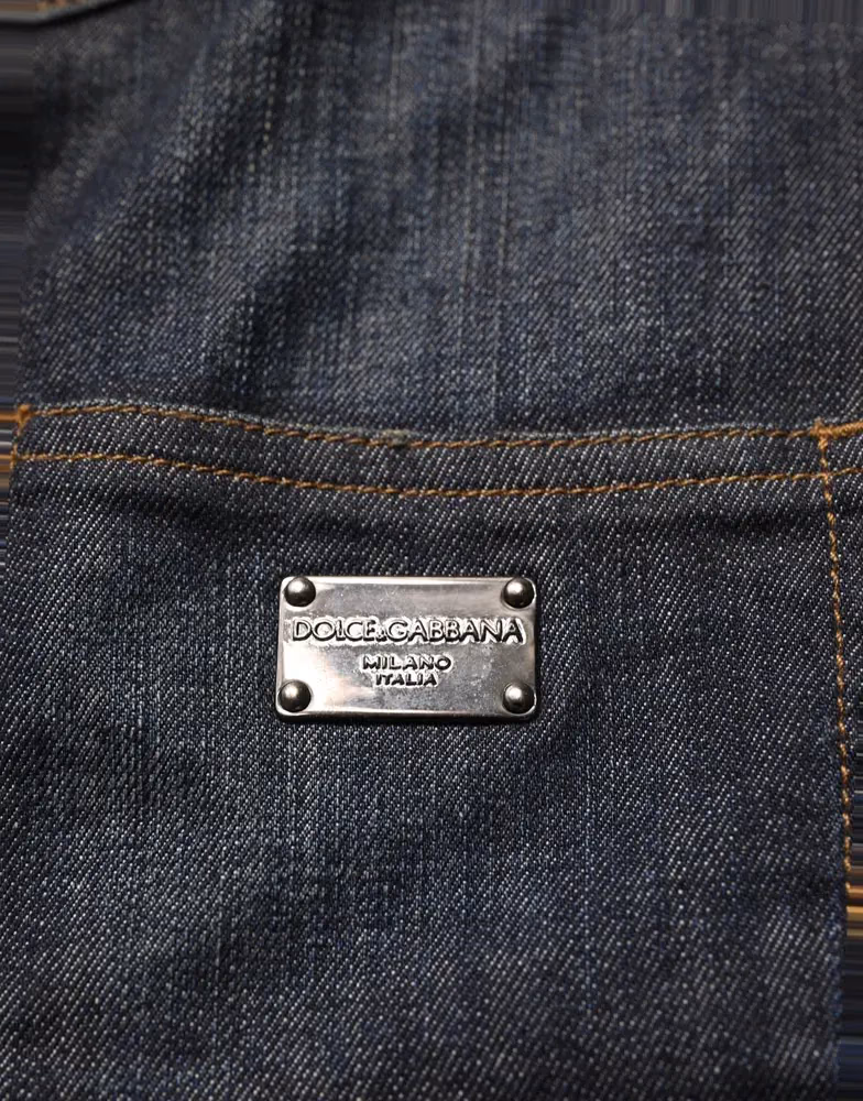 Dolce & Gabbana Black Cotton Spandex Low Waist Denim Mini Skirt