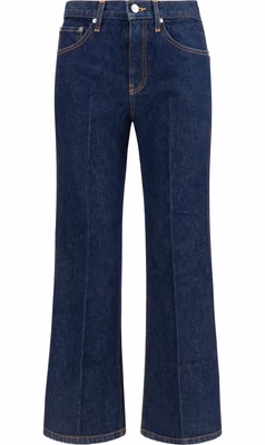 Blue Cotton Flared Jeans