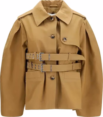 Beige Cotton Full-Length Jacket