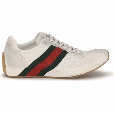 White Polyester Athletic Sneakers