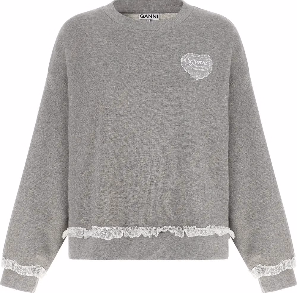 Ganni Gray Organic Cotton Sweatshirt