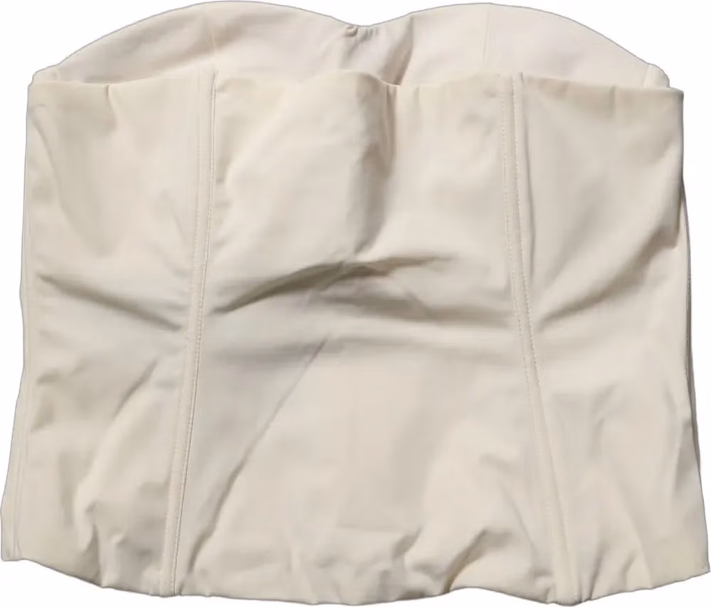 Elisabetta Franchi Off White Strapless Sweetheart Neck Top