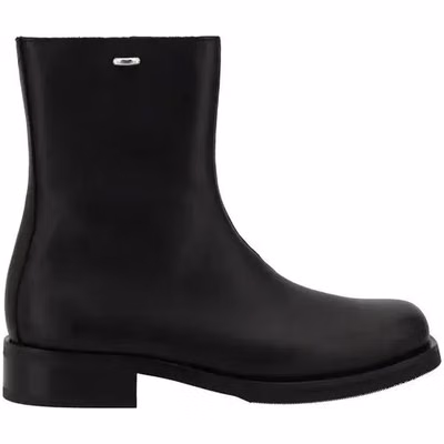 Black Calf Leather Bos Taurus Ankle Boots