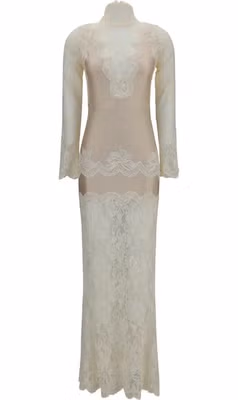 Beige Polyamide Long Dress