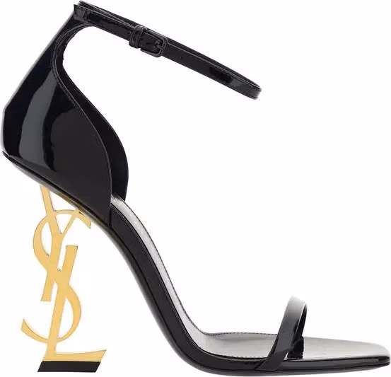 Saint Laurent Black Calf Leather Bos Taurus Stiletto Heel Sandals
