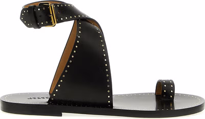 Black Calfskin Flat Sandals