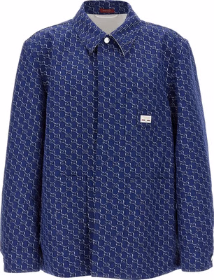 Blue Cotton Biker Jacket