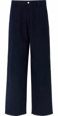 Blue Cotton Casual Pants