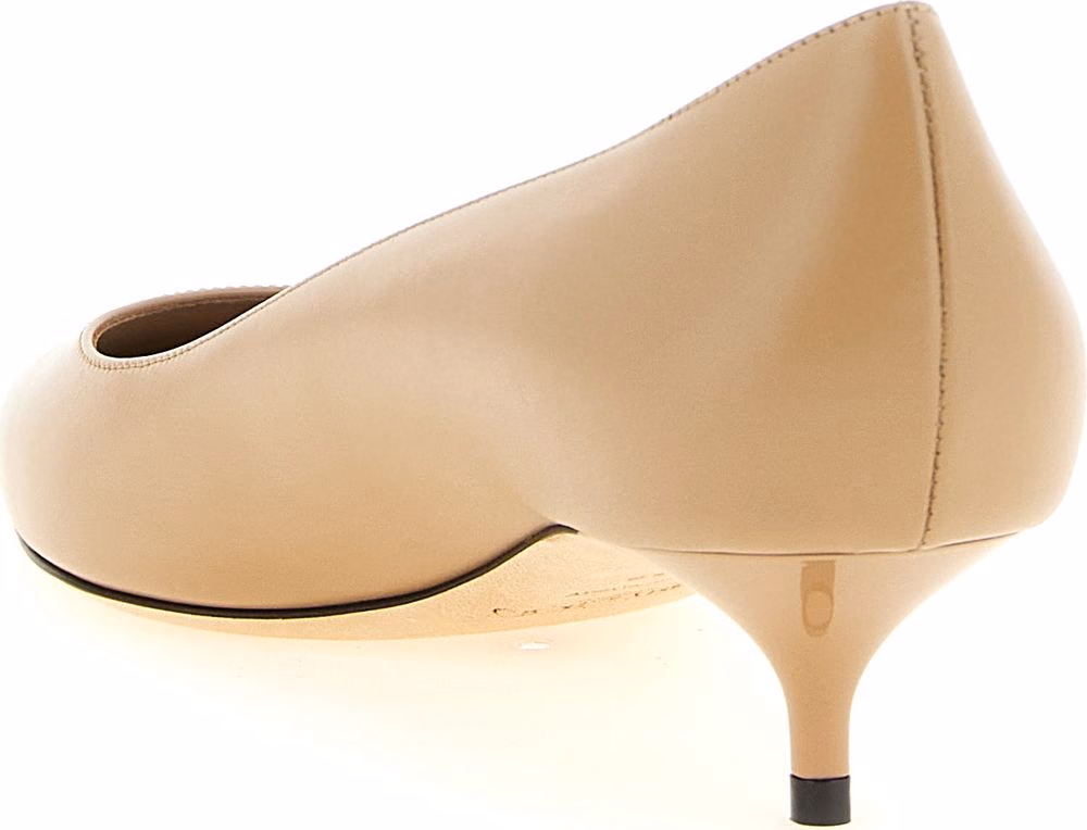 Jimmy Choo Beige Leather Mid Heel Pumps