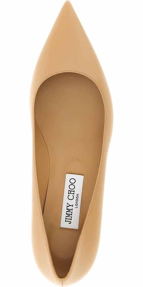 Jimmy Choo Beige Leather Mid Heel Pumps