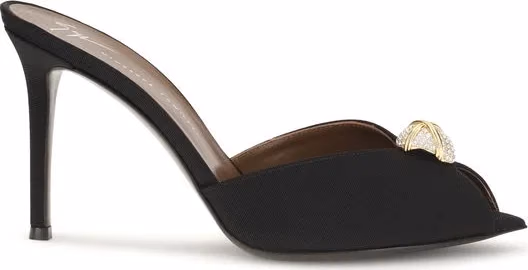 Giuseppe Zanotti Black Calf Leather Bos Taurus Stiletto Heel Sandals