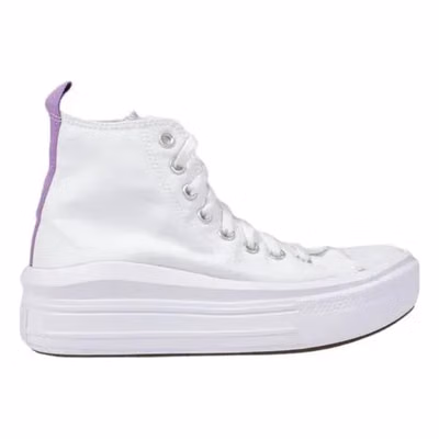 White Fabric Platform Sneakers