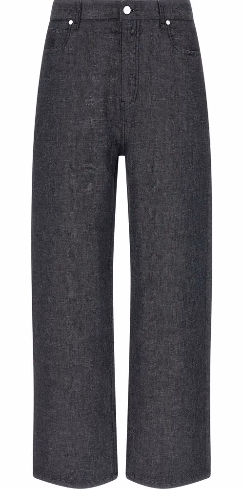 Fendi Gray Linen Straight-Leg Jeans