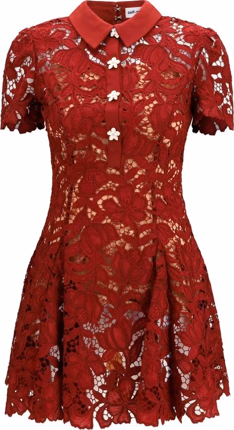 Self-Portrait Bordeaux Polyester Cocktail Dress