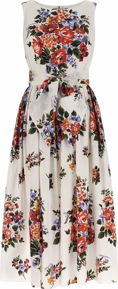 Dolce & Gabbana White Cotton Midi Dress