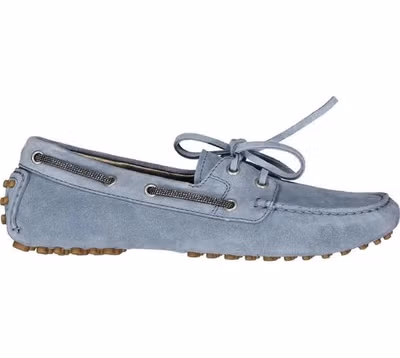 Blue Leather Slip-On Loafers