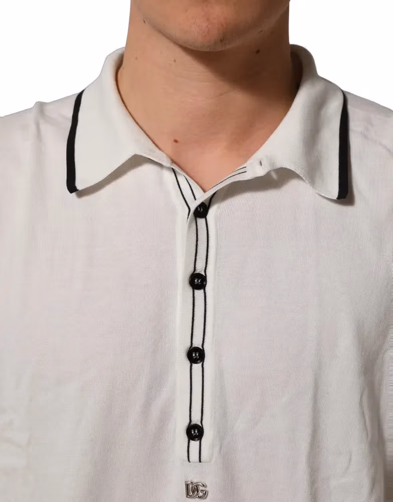 Dolce & Gabbana Black Leaf Print Silk Men Crew Neck T-shirt