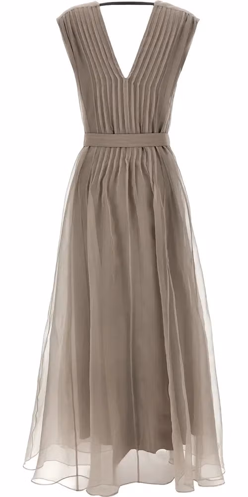 Brunello Cucinelli Beige Silk Long Dress