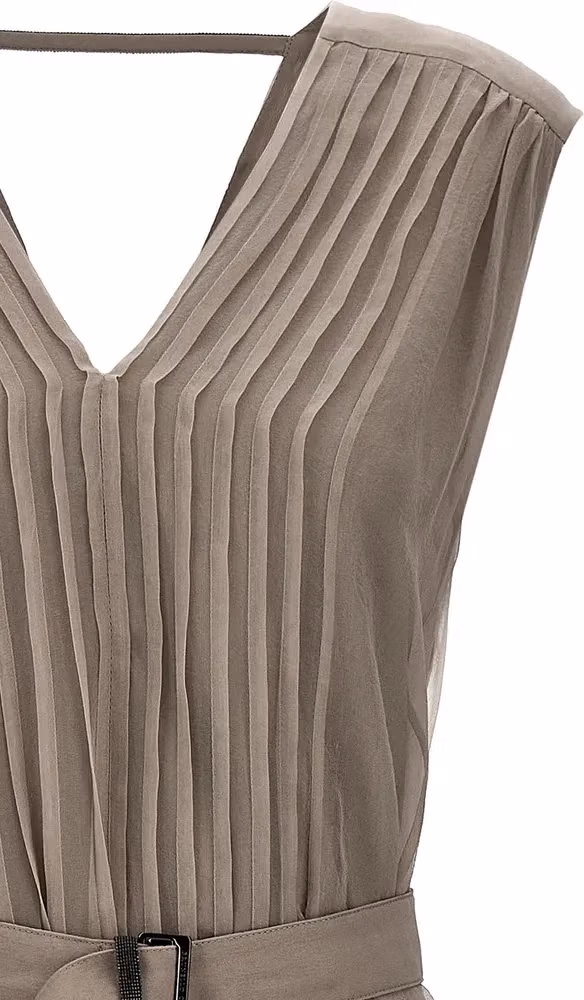 Brunello Cucinelli Beige Silk Long Dress