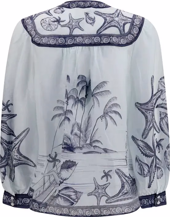 FARM RIO Multicolor Ramie Pattern Shirt