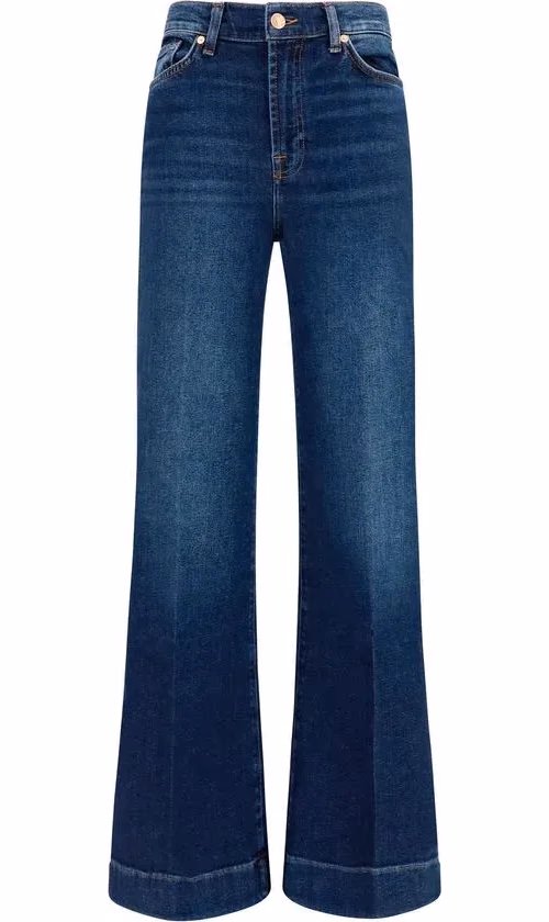 7FOR Blue Cotton Flared Jeans
