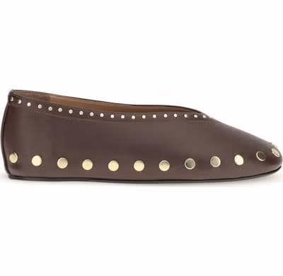 Brown Cotton Ballet Flats