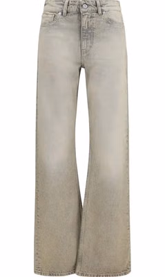 Gray Cotton Straight-Leg Jeans