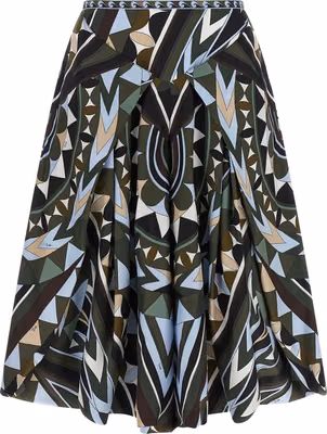 Multicolor Silk Midi Skirt