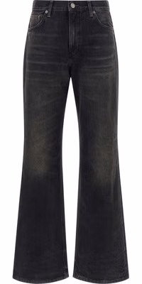 Black Cotton Flared Jeans