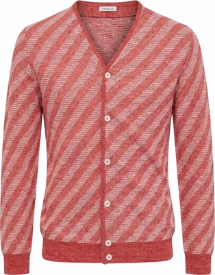 Red Linen Men Cardigan