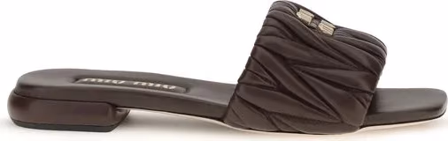 Miu Miu Brown Calf Leather Bos Taurus Flat Sandals
