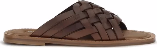 Miu Miu Brown Calf Leather Bos Taurus Flat Sandals