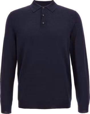 Blue Virgin Wool Polo Shirt