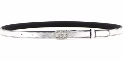 Silver Calfskin Thin Belt