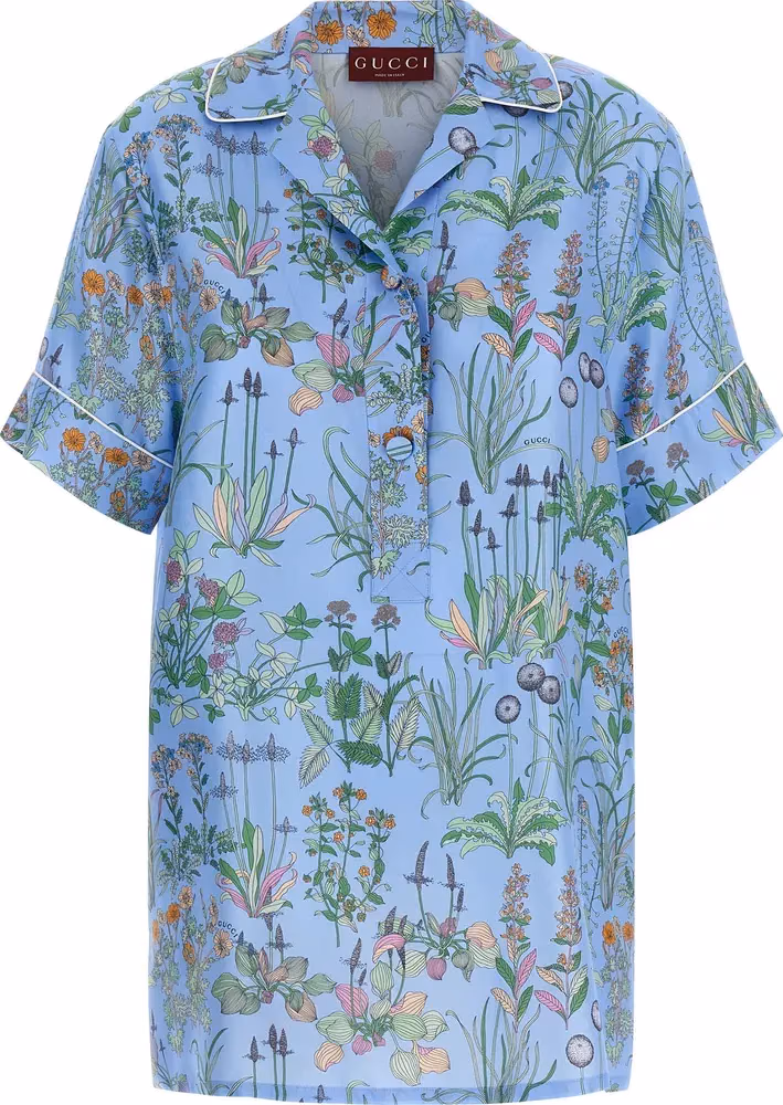 Gucci Blue Silk Blouse
