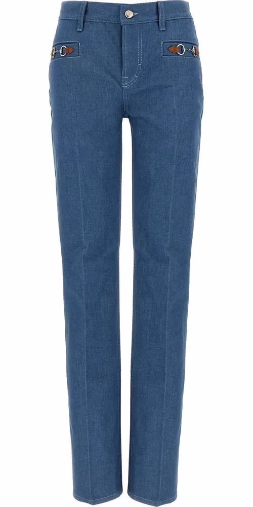 Gucci Blue Cotton Straight-Leg Jeans